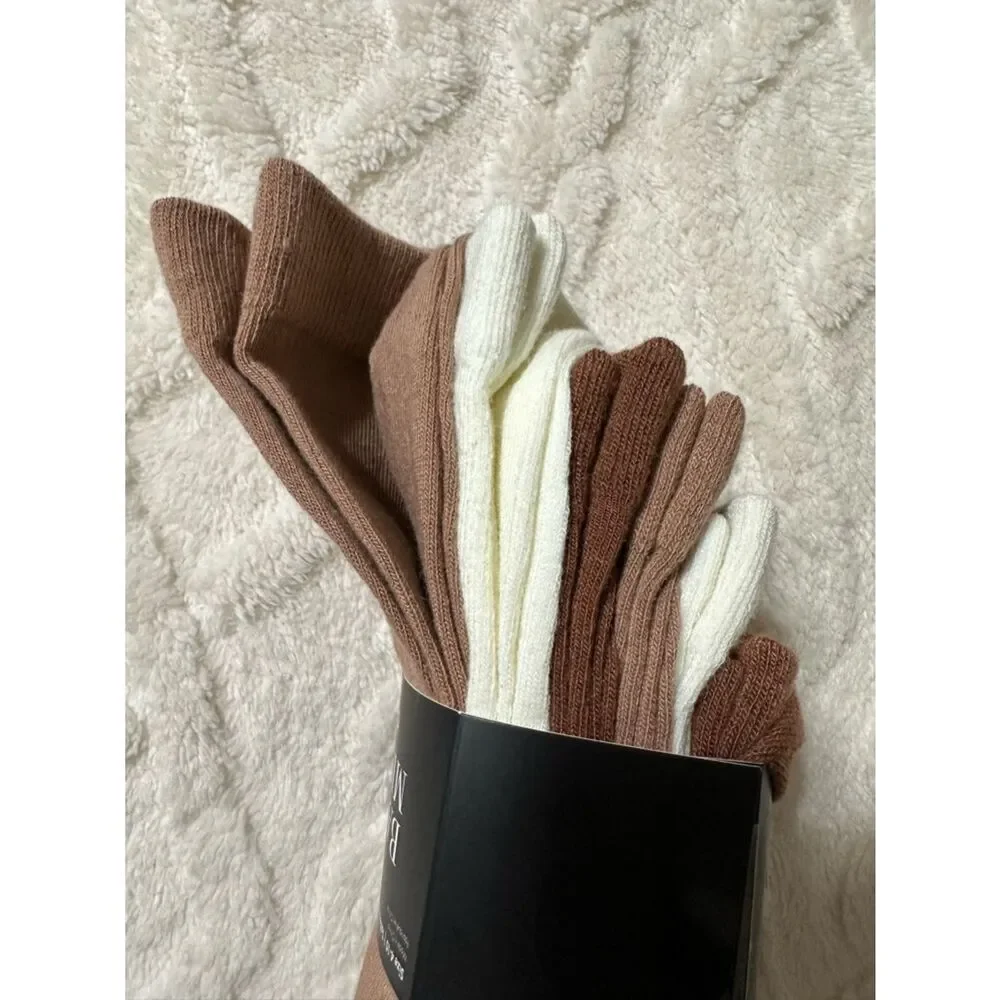 Badgley Mischka 6 pack crew socks neutral brown ivory colors